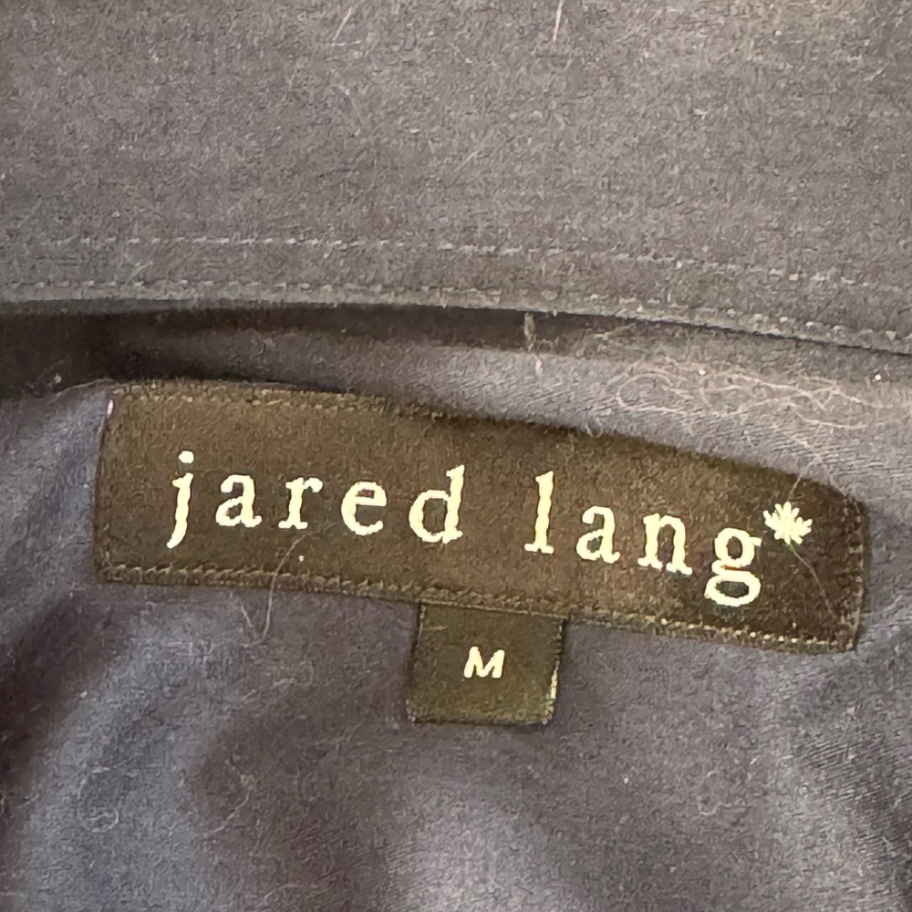Jared Lang Button Down Navy Dress Shirt. Yellow‎ Plaid Contrast Trim. Medium. - Picture 3 of 6